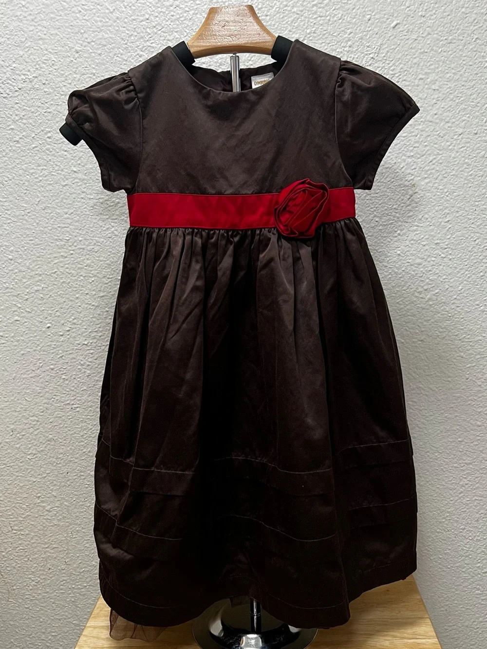 Gymboree Holiday Traditions Chocolate Brown Satin Party Dress 6